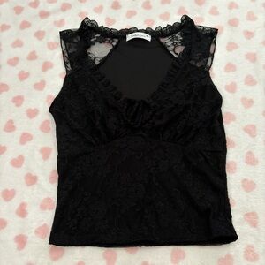 Black lace Y2K top size xsmall